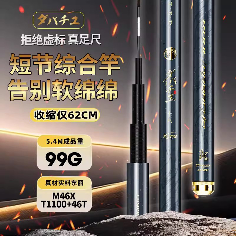 日本进口碳素达瓦菱然短节溪流竿超轻超硬超细钓鲤鲫鱼竿19调Kone