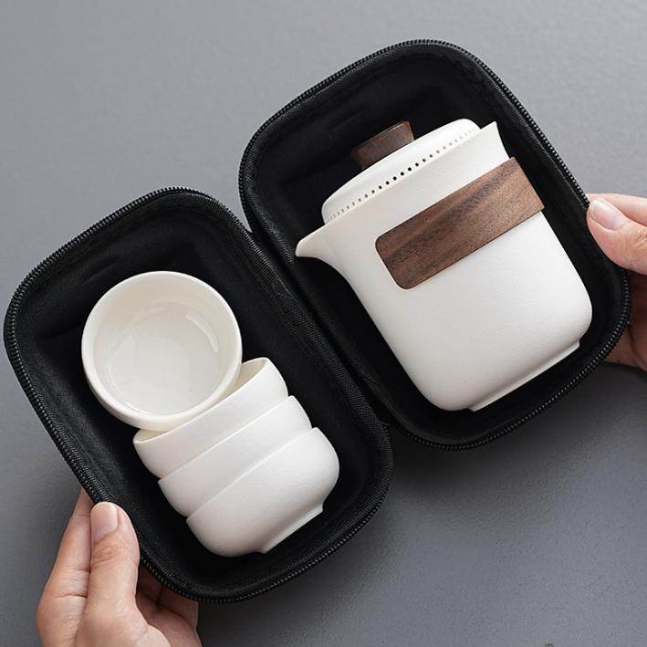 户外旅行茶具套组一壶四杯可携式陶瓷快客杯泡茶壶茶杯外出携带包,餐饮具,旅行茶具,淘宝优惠券,粉丝福利购,淘宝优惠卷