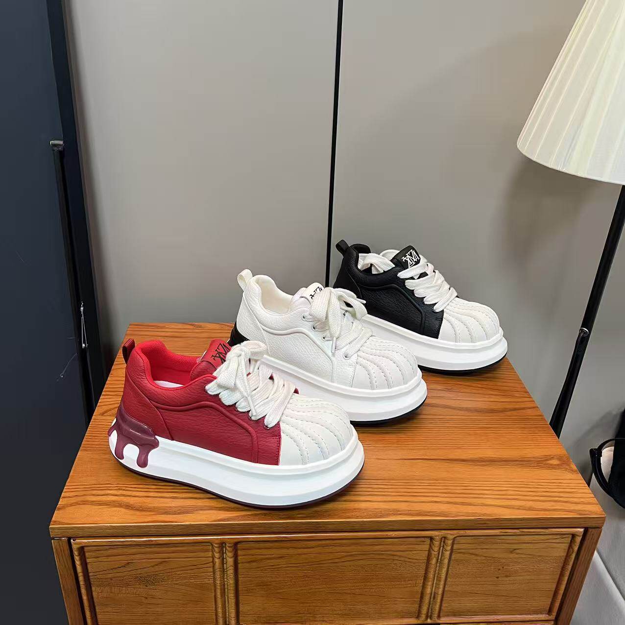 卓越名妆增高8CM春季新款厚底内增高贝壳头小白鞋小个子女鞋 N020