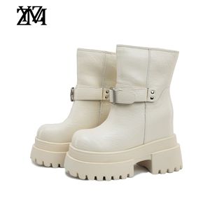 英伦风百搭粗跟厚底潮流女靴9326 时尚 平增高11cm新款 抖音同款