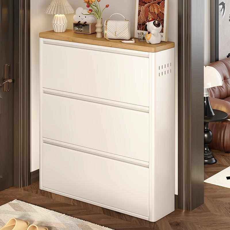 奶白超薄钢制翻斗鞋柜家用门口室内一体靠墙入户玄关柜大容量鞋架,收纳整理,鞋柜,淘宝优惠券,粉丝福利购,淘宝优惠卷