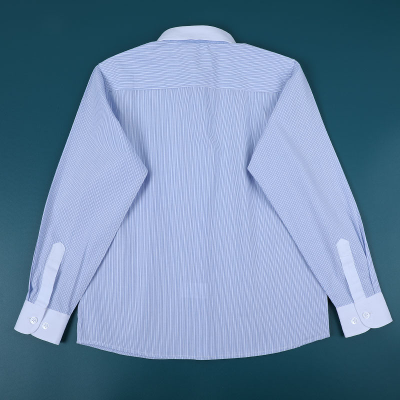 儿童校园服e衬衫长袖男童蓝色细条纹白领衬衫中大童小学生礼服
