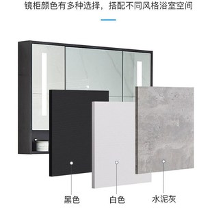 卫生间镜子带置物架灯洗手间镜箱厕所收纳一 实木浴室镜e柜挂墙式