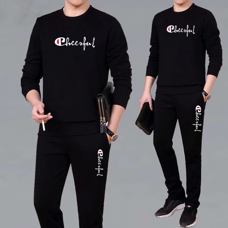运动套装男卫衣2021春秋新款休闲韩版大码一套帅气秋X季圆领衣服