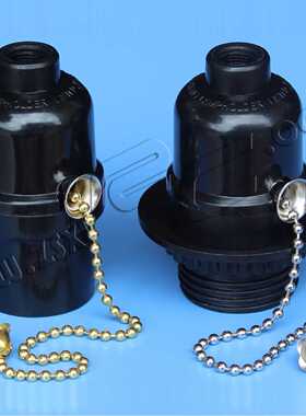 E26带拉链开关插线式塑料电木塑胶半外牙附外环铝罗口灯座灯头CUL