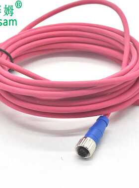 汇林直供红色线PUR电缆M12 4P/8P防水连接器-工业自动化接头