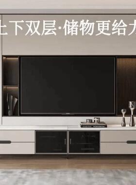 Yla意式极简轻奢玻璃门现代简约2024新款岩板全实木电视柜茶几组