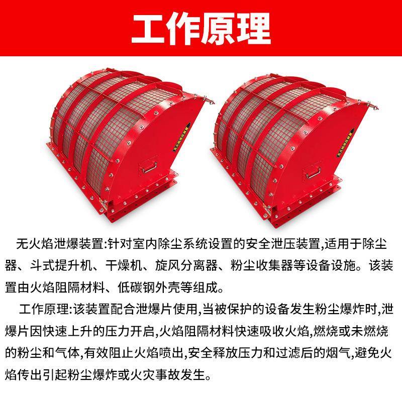 无焰泄放装置除尘器粉尘泄爆口泄爆片管道木器粉尘专用泄爆装置