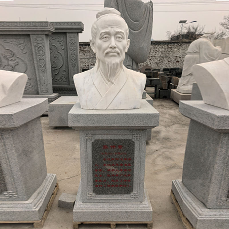 石雕汉白玉校园名人胸像汉白玉张仲景华佗李时珍半身像雕塑摆件