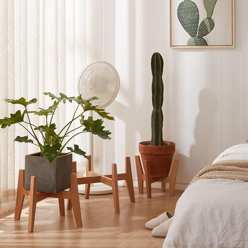 家用十实物木植花架新中木式室内00字花盆架落地置物架现代花架摆