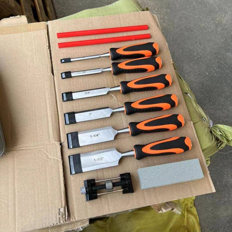 跨8境10件套木凿组套装S1010PCSPC平凿扁铲双色穿心塑柄工6-3出口