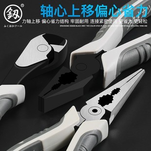 福冈老虎钳子多功能n万用钢丝钳家用小尖嘴钳电工工业级斜口钳大