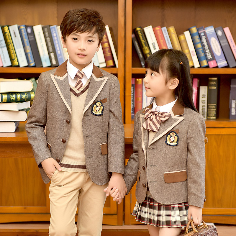 小学生校服套装英伦学院风西装外套儿F童男女童装表演服幼儿园园