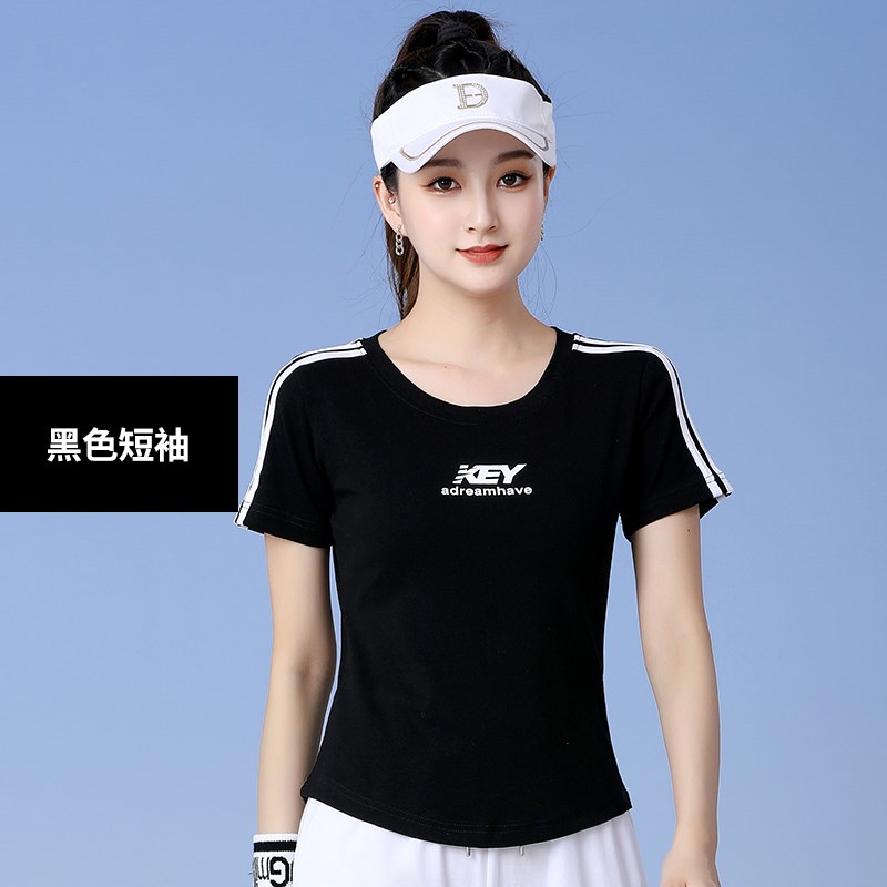 杨丽萍短袖广场舞服装上衣夏棉圆领时尚健身操修身表Y演团体舞蹈