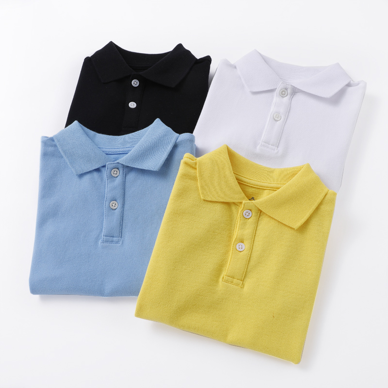 儿童T恤短袖翻h领POLO衫中大男童白色上衣夏季小学生校服定制