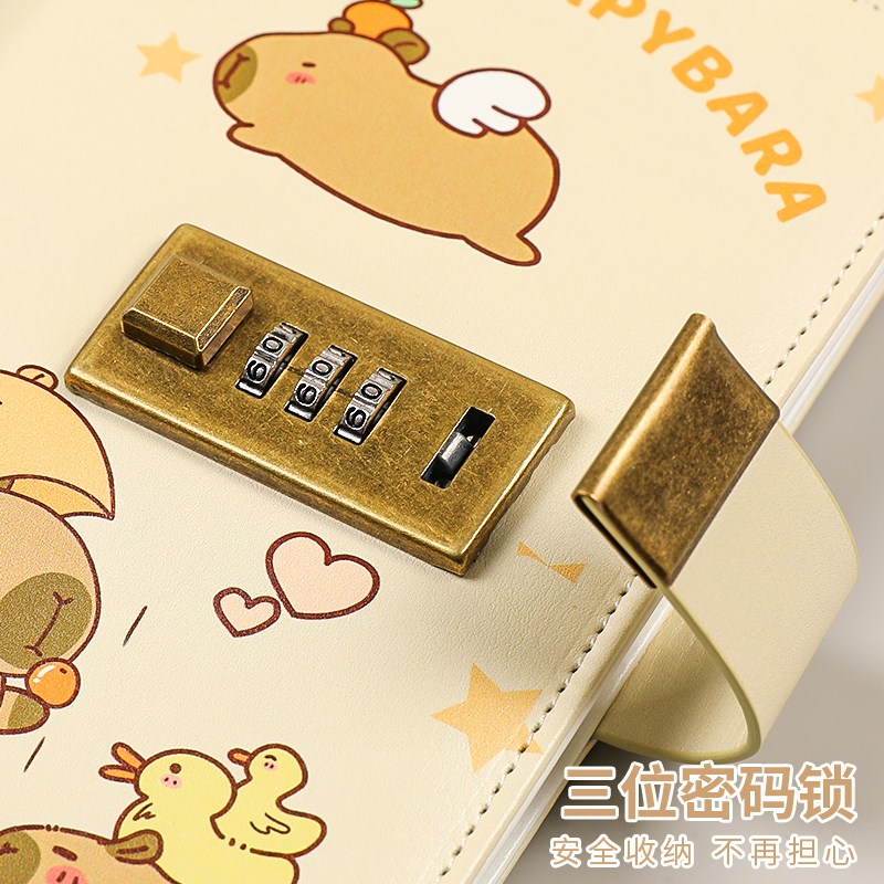 卡皮巴拉密码存钱本儿童存钱夹钱册可放现金定期存单收纳本带锁20