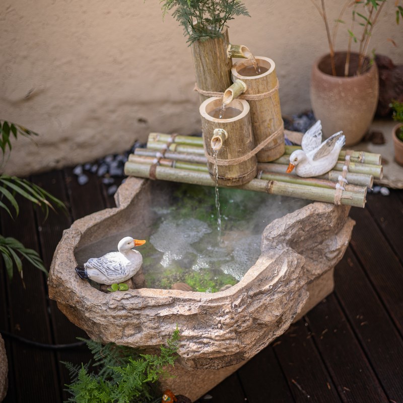 卧龙流水摆件石槽水槽石头荷花养鱼盆缸酒店民宿户外庭院装饰造景