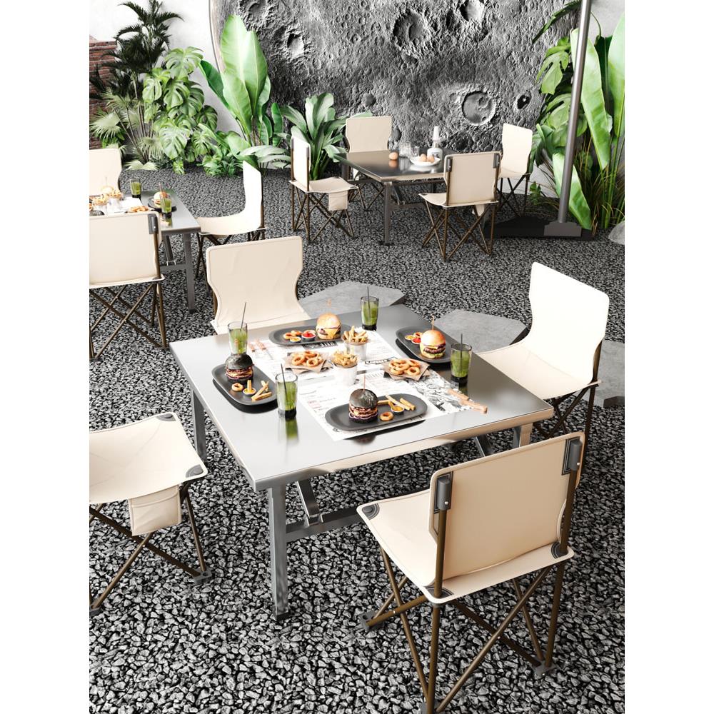 不锈钢折叠桌长方形户外露营便携桌子商用夜市烧烤摆摊简易小方桌