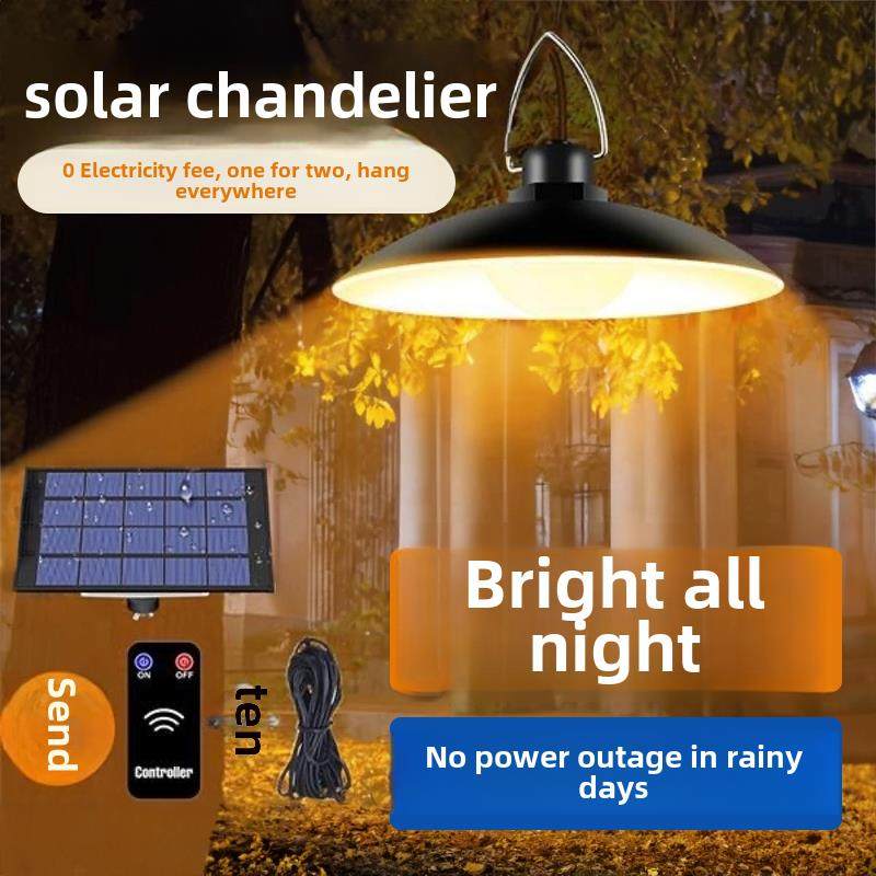 太阳能遥控定时吊灯光敏挂灯户外防雨照明家庭阳台路灯花园亭子