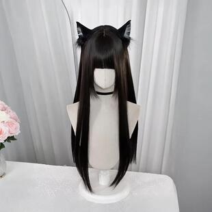 Lolita仿真发75cm黑长直jk假发套 假发女长发全头套式 校花传说
