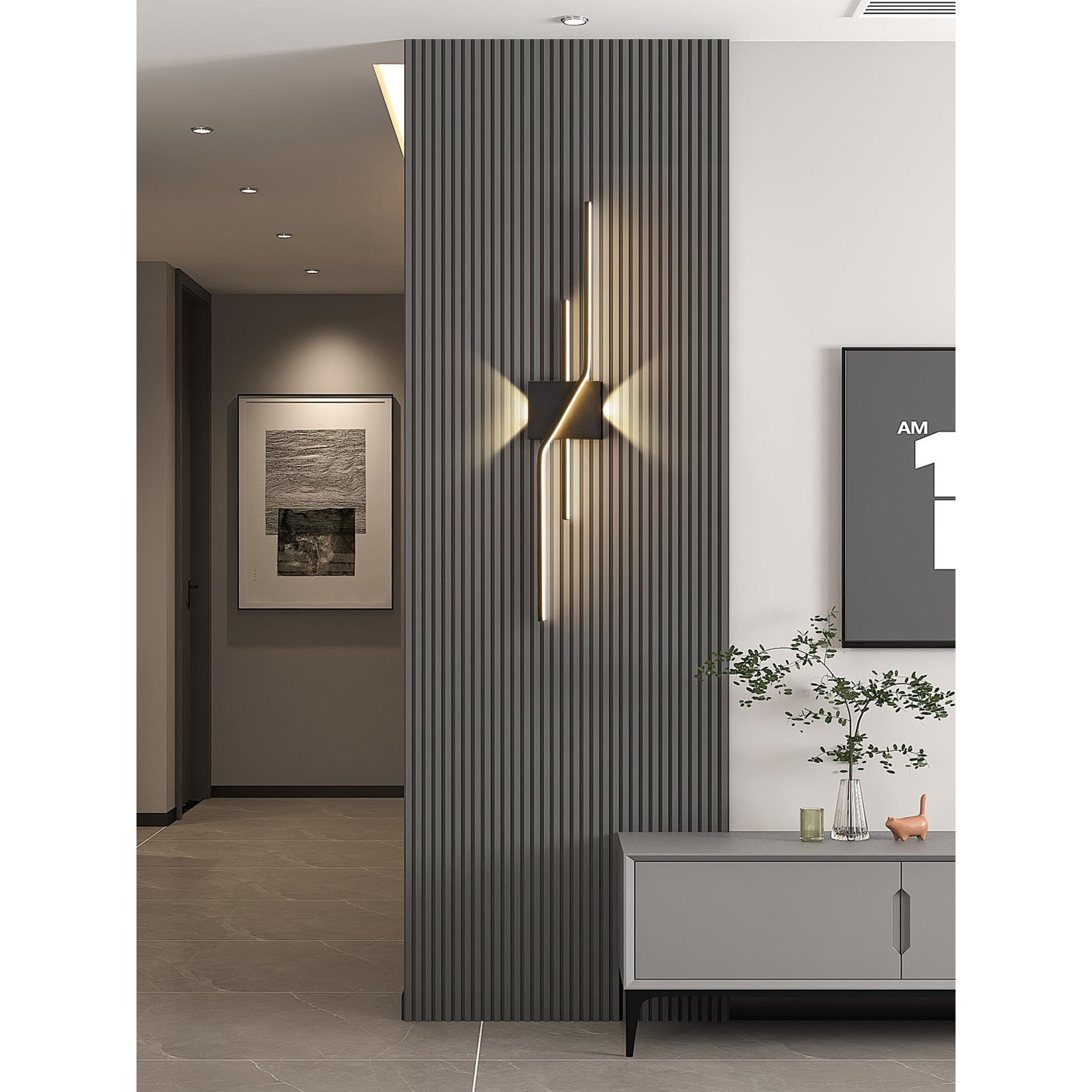 格栅灯壁灯客厅电视背景墙装饰灯木隔栅极简长条灯创意卧室床头灯