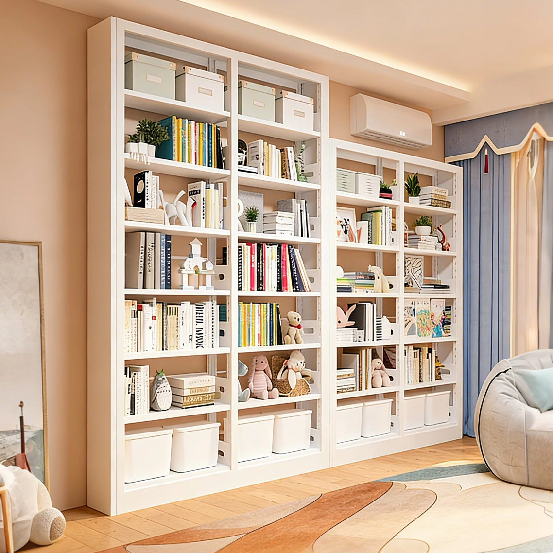 图书馆钢制书架家用客厅落地多层置物架儿童书柜绘本架靠墙收纳架,智能设备,其他智能配件,淘宝优惠券,粉丝福利购,淘宝优惠卷