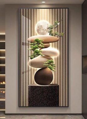 石来运转轻奢led带灯玄关装饰画走廊过道挂画壁画简约现代高级感