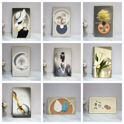 现代简约客厅电视柜相框装饰画饭厅挂画简约创意水晶壁画桌面摆件