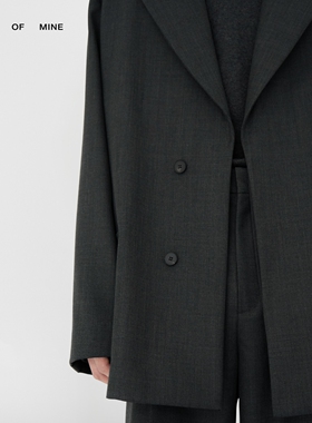 PHIL | 深花纱碳灰澳洲羊毛隐门襟戗驳领宽松版型秋冬西装外套