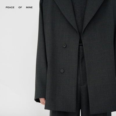 PHIL | 深花纱碳灰澳洲羊毛隐门襟戗驳领宽松版型秋冬西装外套