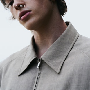 RON | 花纱软杏色澳洲可机洗羊毛短款双拉链翻领夹克