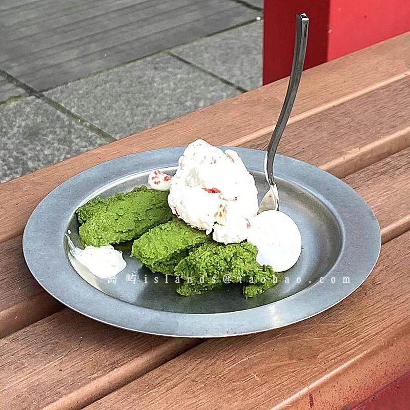 个性复古怀旧不锈钢沙拉盘子高级感轻奢甜品盘蛋糕盘西餐意面餐具,餐饮具,盘,淘宝优惠券,粉丝福利购,淘宝优惠卷