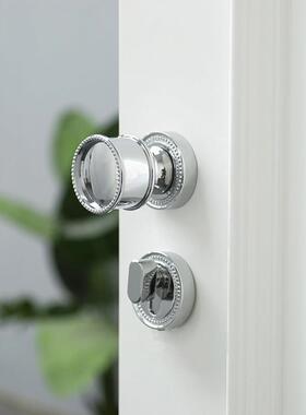 INDOORS英式法式银色黄铜卫生间门锁纯铜静音家用球形锁具门把手