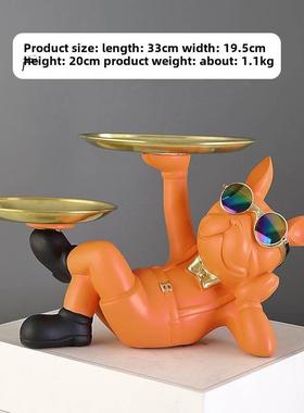 法国斗牛犬储存装饰品入口门钥匙托盘前台糖果托盘可访问豪华家居