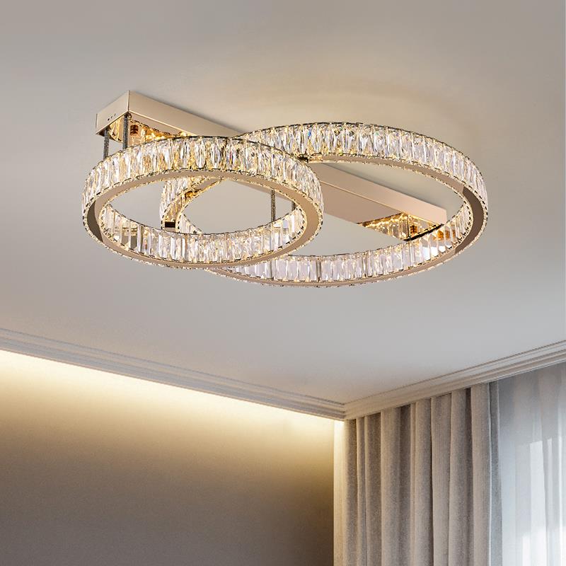 轻奢水晶吸顶灯客厅灯现代简约卧室大气圆形餐厅房间灯具新款大灯