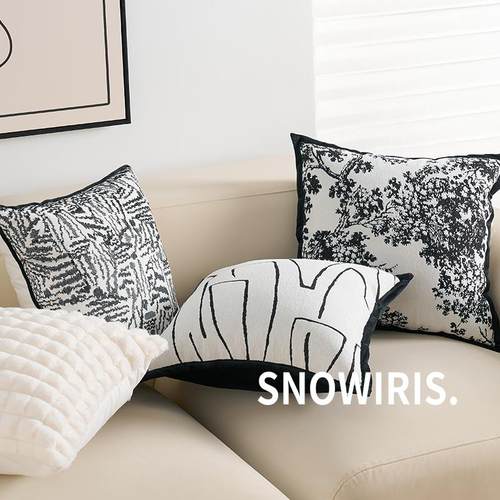 法式复古沙发抱枕套小香风轻奢靠垫客厅简约高级感黑白柔软靠背垫