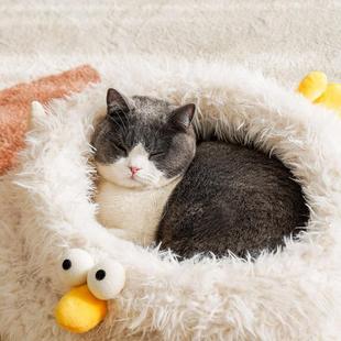 zeze小鸡猫窝四季 深度睡眠可拆洗猫咪睡觉垫子 通用冬季 保暖包裹式