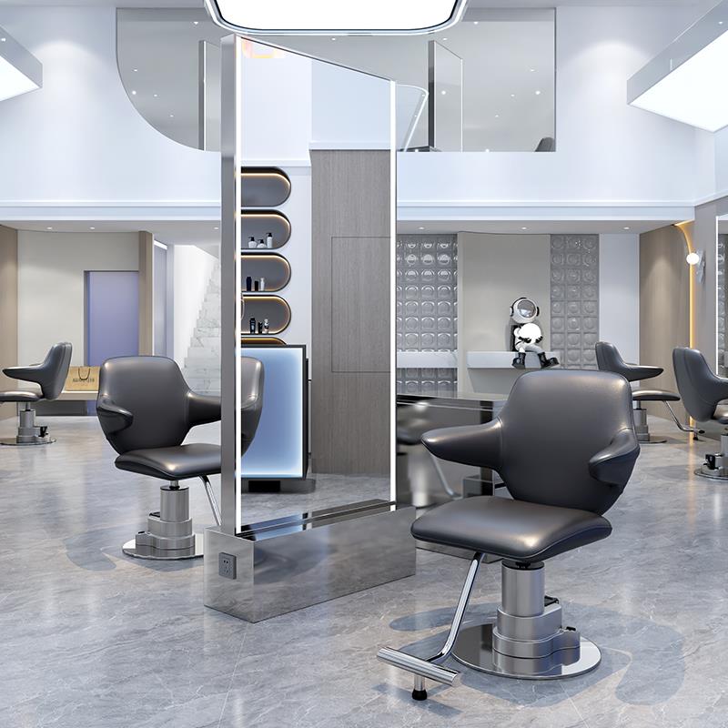 网红理髲店镜子鹅蛋镜美发店镜台单双面北欧风美发落地镜发廊专用