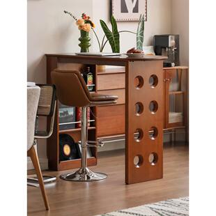 中覆古风实木长条吧台桌2025新款高脚桌家用小户型客厅阳台隔断柜