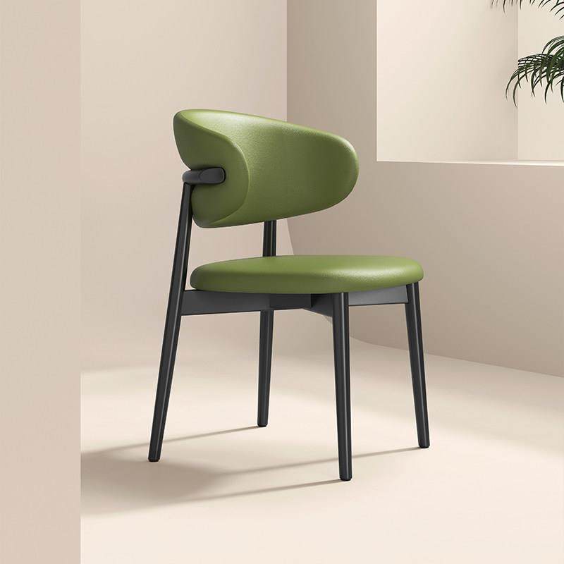意式极简绿色实木餐椅家用轻奢高级感北欧设计师餐厅餐桌靠背椅子