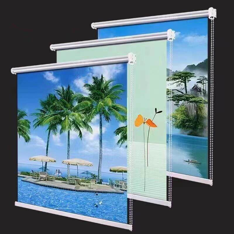 窗帘成品卷帘手拉升降半遮光卧室厨房客厅化妆室办公室隔断窗帘子