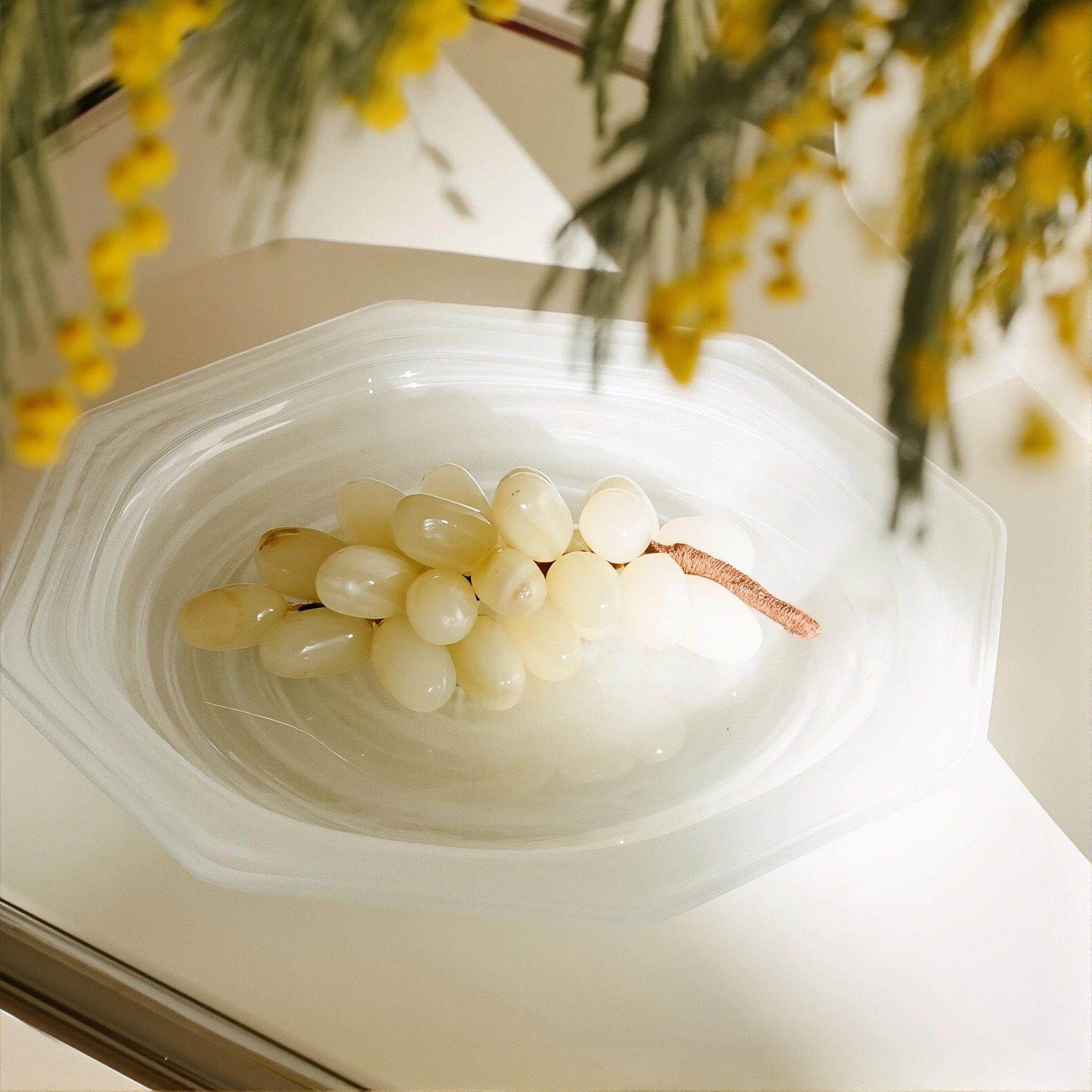 法式轻奢白色琉璃八角果盘样板间桌面茶几收纳玄关高级感托 托盘,家居饰品,果盘/果篓,淘宝优惠券,粉丝福利购,淘宝优惠卷