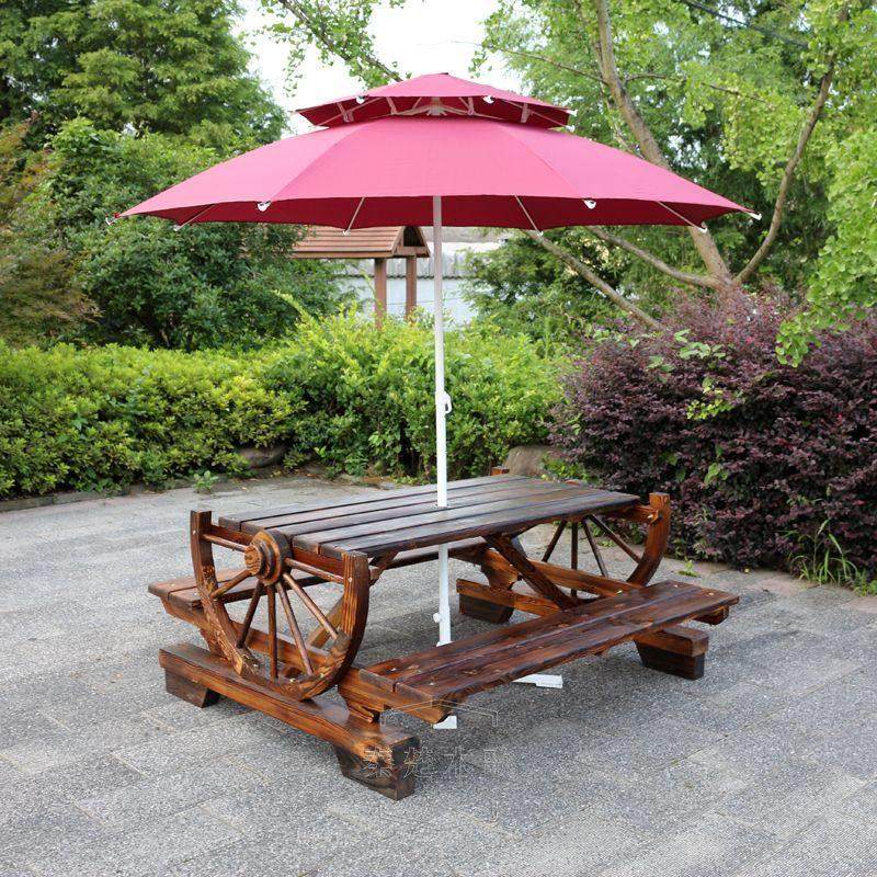 炭化实木庭院家具户外阳台花园木制桌椅套轮连体桌凳住宅家具,住宅家具,桌椅套件,淘宝优惠券,粉丝福利购,淘宝优惠卷