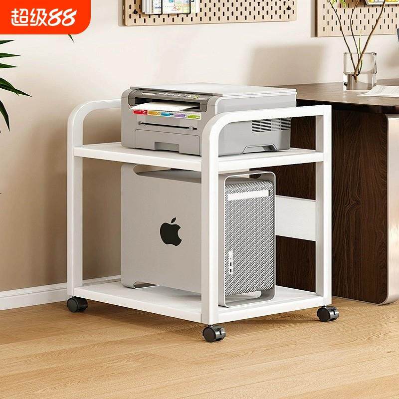 打印机置物架主机箱托架办公室可移动收纳整理放置柜铁艺多层支架
