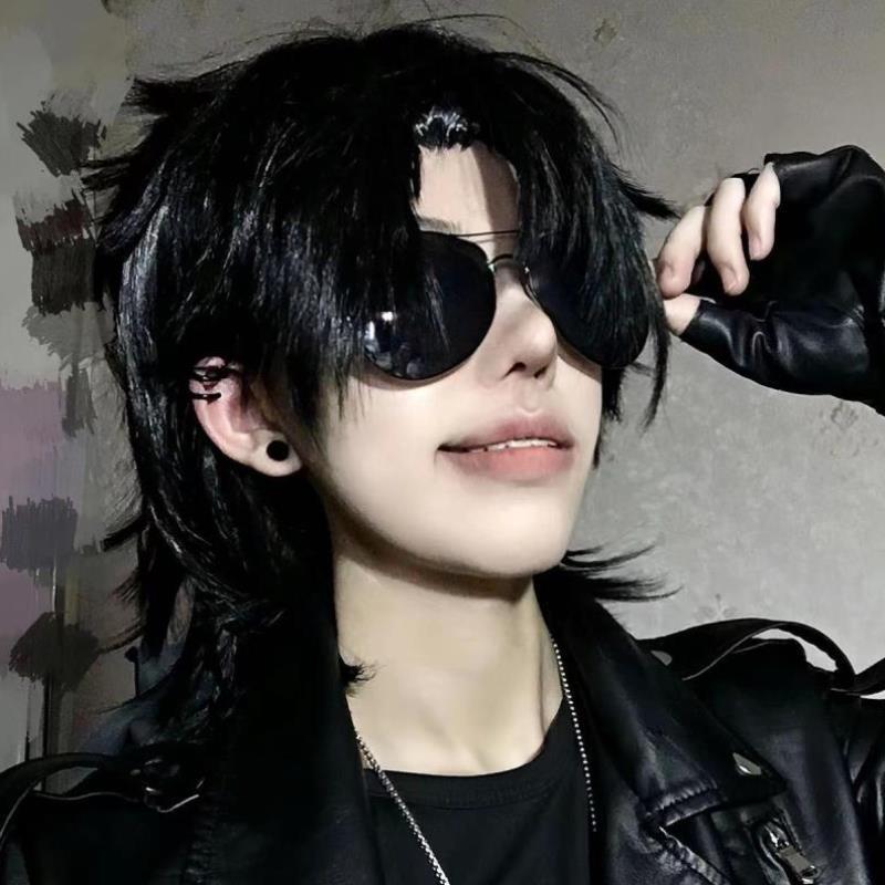 黑瞎子cos服假毛盗墓笔记无需修剪打毛顶仿真头皮漫展拍照头套
