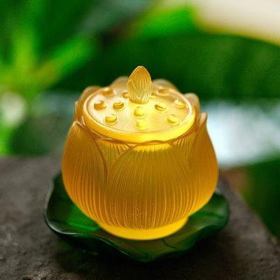 家用佛堂净水杯供水杯供佛圣水杯古法琉璃观音大悲水莲花贡杯包邮