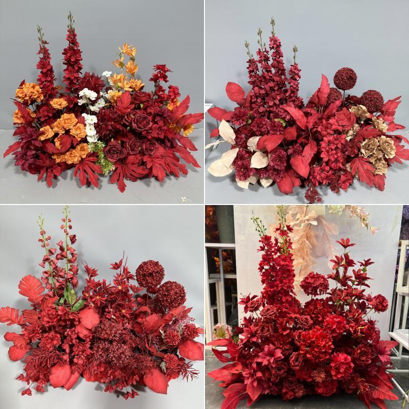 婚庆地排花千代兰路引花舞台装饰求婚布置婚礼彷真花订婚宴红花排