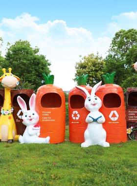 卡通动物长颈鹿玻璃钢雕塑摆件户外商场公园林垃圾桶创意装饰景观