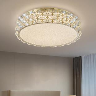 轻奢水晶卧室吸顶灯2025年新款高级感主卧房间灯具小客厅圆形灯具