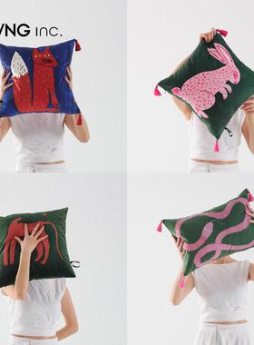 LIVING inc.脑洞商店 艺术插画动物沙发抱枕多巴胺ins少女心靠垫